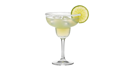 Ein klassisches Margarita-Glas mit Salzrand, transparenter Hintergrund, PNG