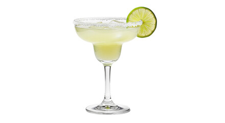 Ein klassisches Margarita-Glas mit Salzrand, transparenter Hintergrund, PNG