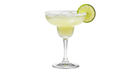 Ein klassisches Margarita-Glas mit Salzrand, transparenter Hintergrund, PNG