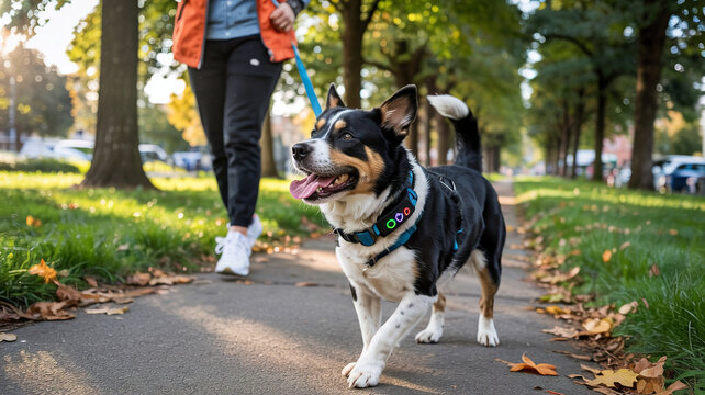 The collar tracks the dog&rsquo;s fitness goals and motivaes it to complete daily exrcise tasks.