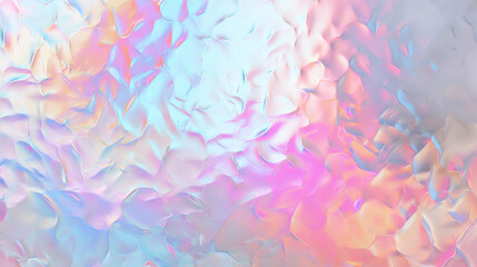 Fototapeta premium Vibrant pastel abstract background with iridescent texture and flowing organic shapes, blending soft pink, blue, and peach hues in a dreamy digital pattern.