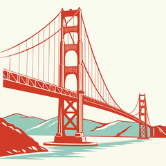 Golden gate bridge in san francisco, california isolated on white background