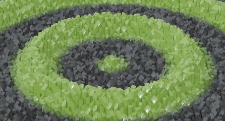 Abstract 3D render of cubes arranged in concentric circular formation, creating a minimal futuristic composition suitable for branding, design projects, backgrounds, and conceptual illustration.