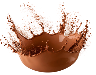 Chocolate splash with transparent background