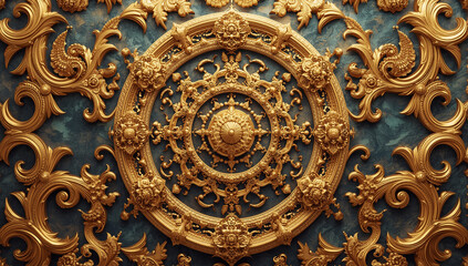 Traditional Thai Batik Pattern with Golden Kanok Motifs &ndash; Seamless Textile for Cultural and Product Design