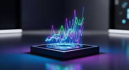 Futuristic glowing data graph representing financial growth and business analytics