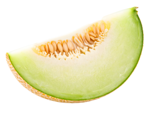 Green melon slice with transparent background