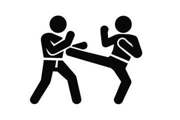 Flat Silhouette Vector Of Two Men Fighting Karate
