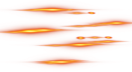 Dynamic orange and yellow light streaks, laser beams, and energy bursts Isolated on Transparent Background