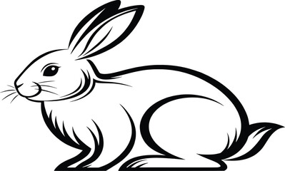 Obraz premium Simple line art illustration of a cute easter bunny rabbit