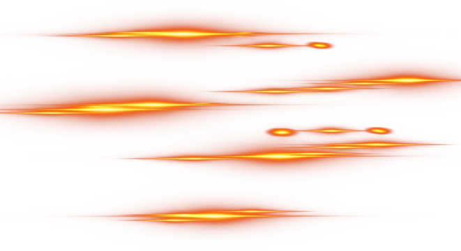 Dynamic orange and yellow light streaks, laser beams, and energy bursts Isolated on Transparent Background