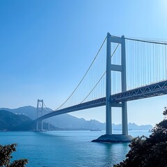 Majestic Akashi Kaikyo Bridge structure reflecting architectural brilliance image