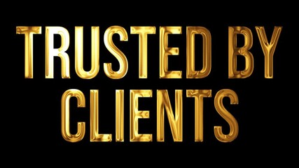 Trusted by Clients Golden Text Animation, Luxury Corporate Title for Business Reputation and Testimonials