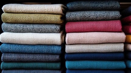 Vibrant and soft fabrics stacked in perfect order invite customers to explore crafts