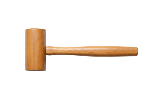 Wooden Mallet Closeup Studio Shot of a Classic Wood Mallet Tool isolated on transparent background