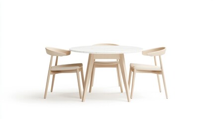 Modern Minimalist Round Table and Chairs Set in Bright Space