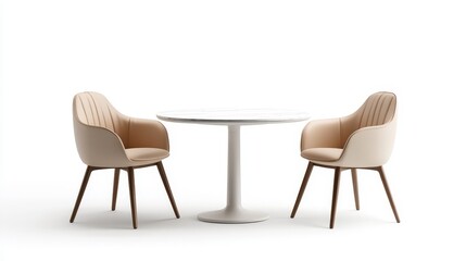 Fototapeta premium Modern Circular Table with Two Elegant Chairs in Minimalist Style
