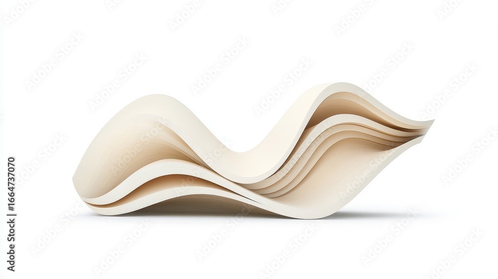 Poster abstract curved paper sheets on white background for design projects
