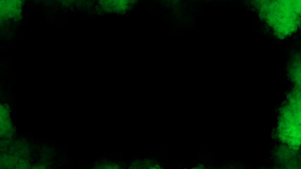 Green smoke frame white flame . Border fog mist texture effect for film , text or space