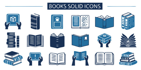 Vector illustration of solid books icons