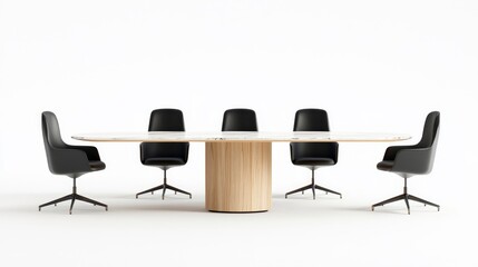 Modern Conference Table with Black Chairs in Minimalist Setting