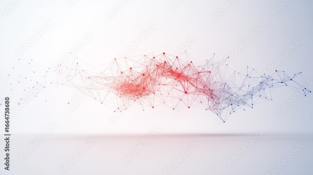 Poster abstract connection network with red and blue color palette design