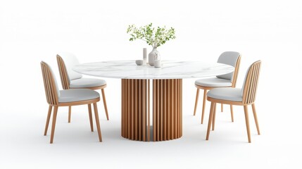 Fototapeta premium Modern Round Dining Table and Chairs with Minimalist Design