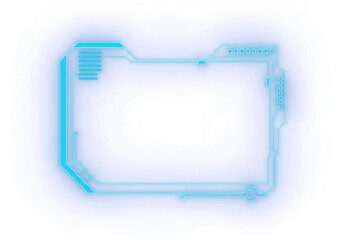 Abstract Glowing Blue Futuristic User Interface Frame Design Isolated on Transparent Background