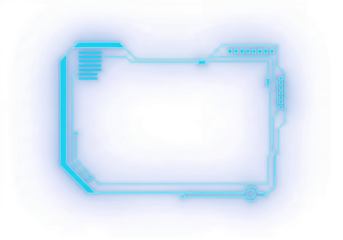 Abstract Glowing Blue Futuristic User Interface Frame Design Isolated on Transparent Background