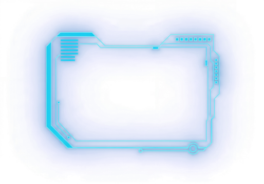 Abstract Glowing Blue Futuristic User Interface Frame Design Isolated on Transparent Background