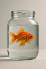 Goldfish in Glass Jar with Water