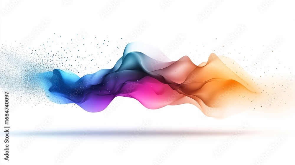 Aufkleber colorful abstract waves with soft gradient and fine particles