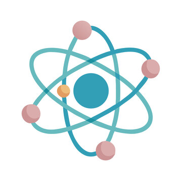 Atom symbol on white background, Atom, Atom icon, Atom vector illustration, Atom vector icon, Atom icon isolated on white.

