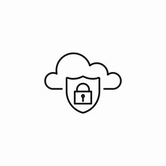 cloud security lock icon sign vector