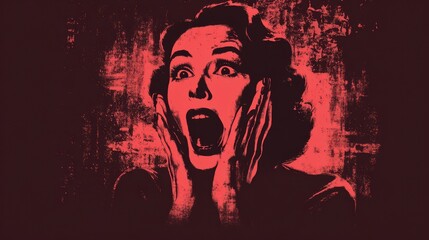 vintage horror movie poster of a woman screaming in fear