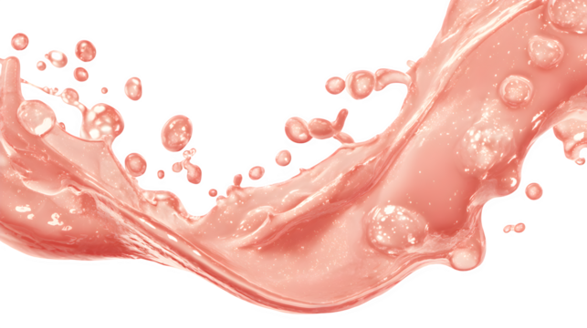 Pink liquid splash 3d rendered, isolated on transparent background