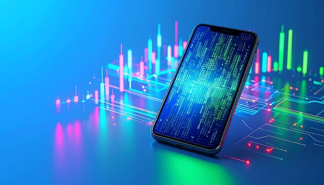 Futuristic mobile phone with digital code