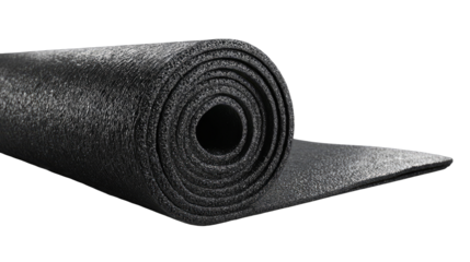 Rolled Black Textured Exercise Yoga Mat.