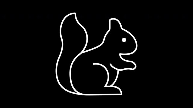 Animation of a squirrel in minimalist style, simple outline animal, symbolic forest wildlife element, autumn and nature concept, decorative contour, modern motion graphics, eco design, overlay icon