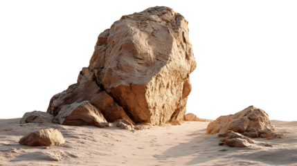 Desert rock formation, isolated on transparent background