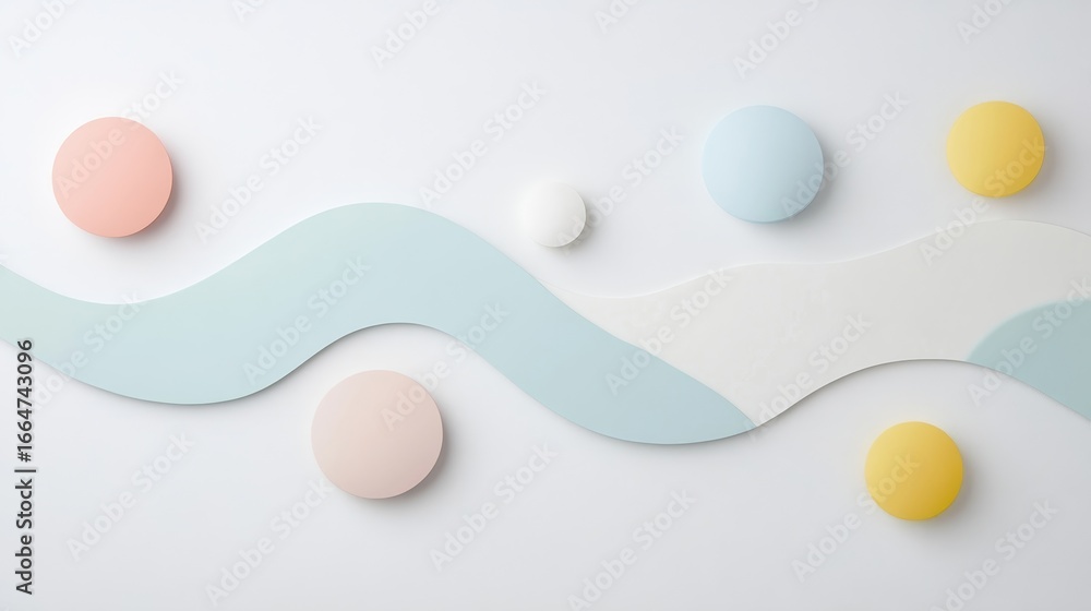 Poster abstract shapes and waves on light background for artistic design