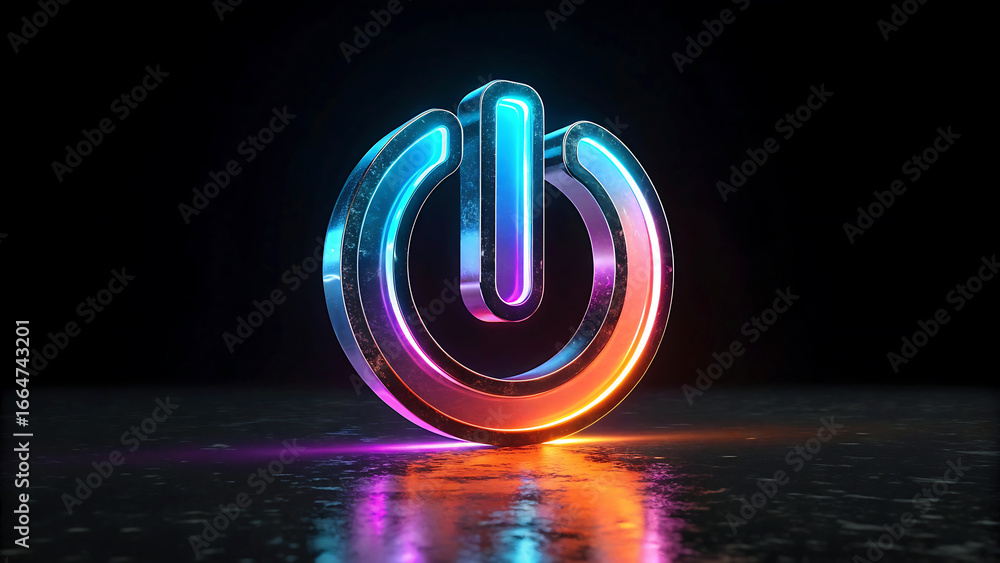 Aufkleber illuminated power button symbol on dark surface representing technology and innovation digital power