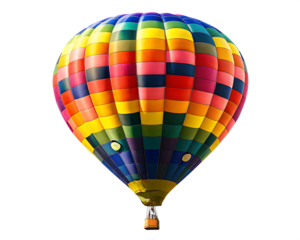 Vibrant hot air balloon isolated on a transparent background
