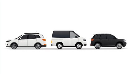 Obraz premium Simple Car Vector Illustration Featuring Various Vehicle Types