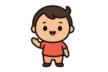Cute Cartoon Character with Friendly Expression in Simple Style