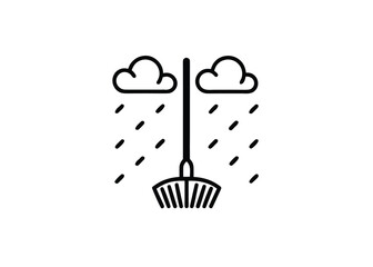 Vector art of broom and rain clouds icon