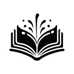 Vector art of open book with splashes of water or ink symbolizing knowledge and creativity