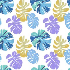 seamless floral pattern with monstera leaf