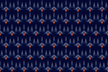 Fototapeta premium An applied indigenous woven pattern, featuring small lantern-like graphic motifs arranged symmetrically on a dark navy background, creating a simple, elegant, and classic feel.