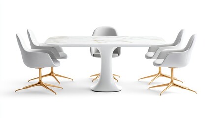 Modern Dining Table with White Marble Top and Elegant Chairs